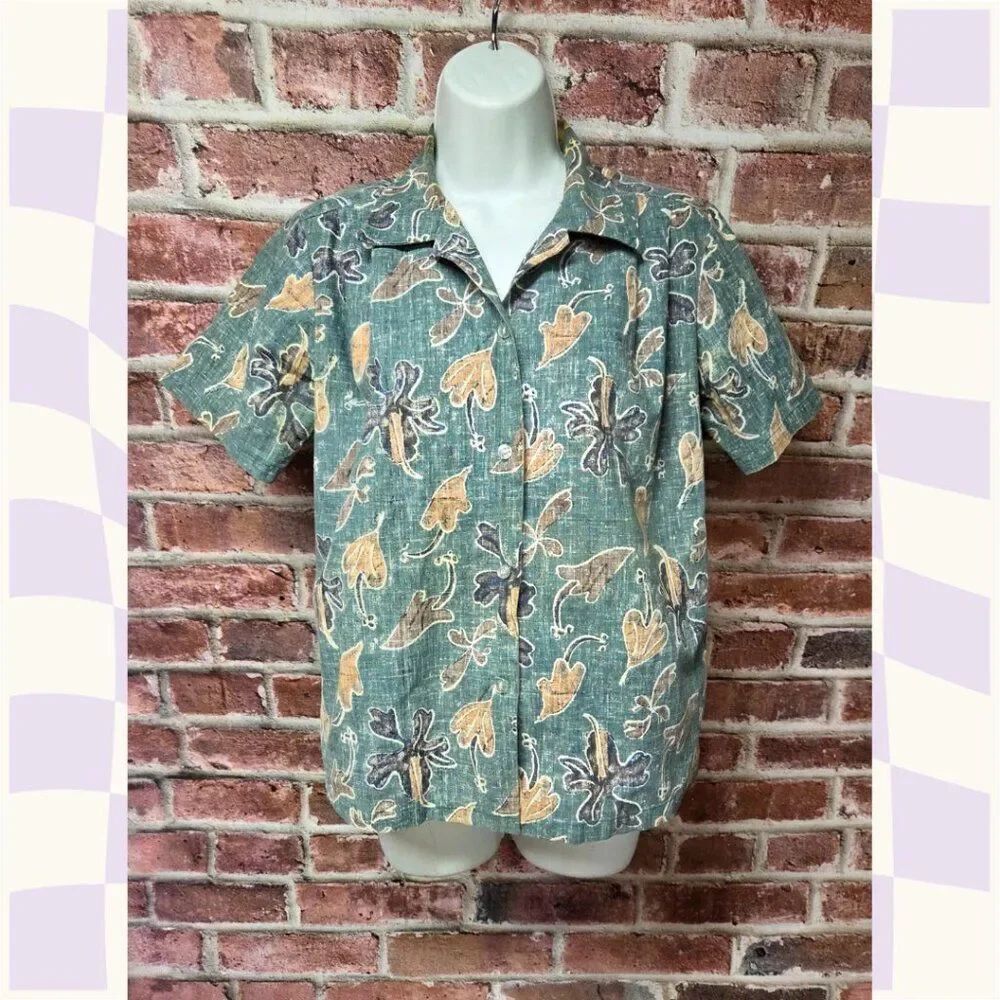 Vintage Mark Raystein Hawaiian Shirt Green – Men’s Small Button Down Aloha Top